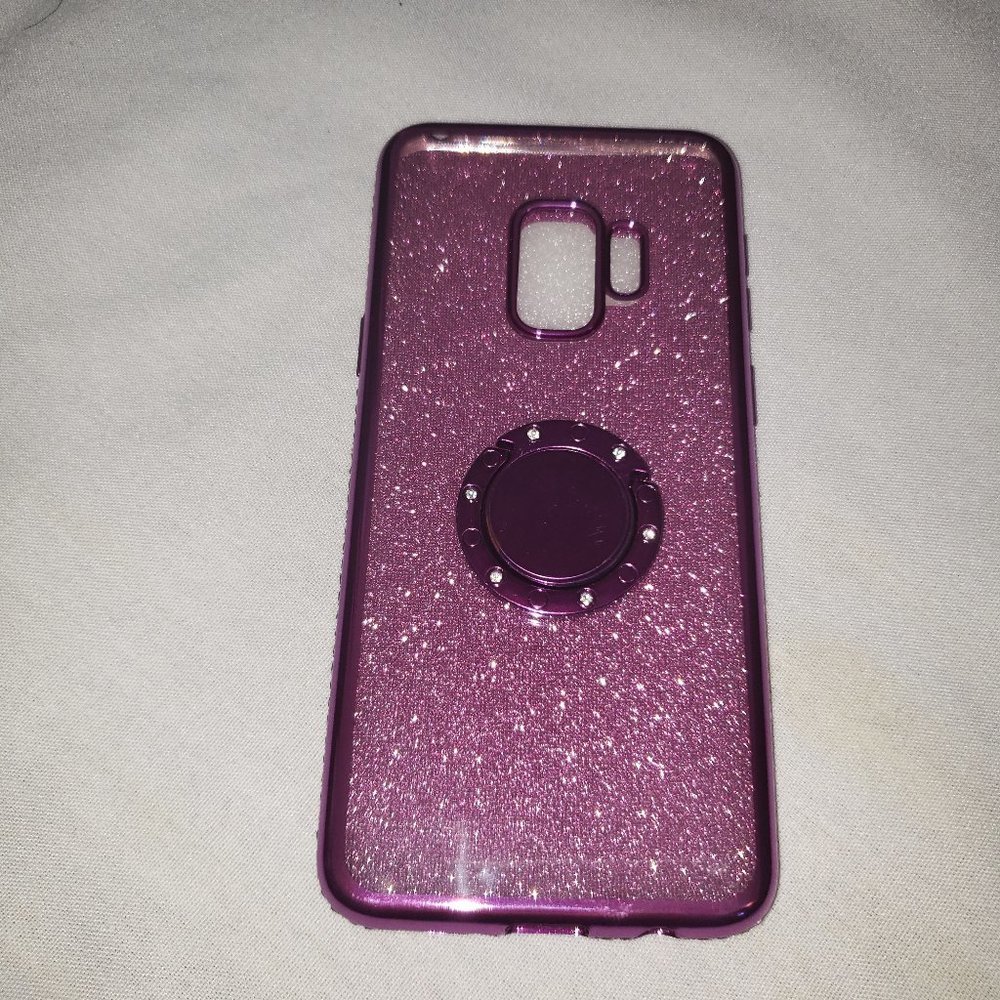 For Samsung Galaxy S9 Bling Glitter Ring Stand Back Case Cover Rhinestone Edge